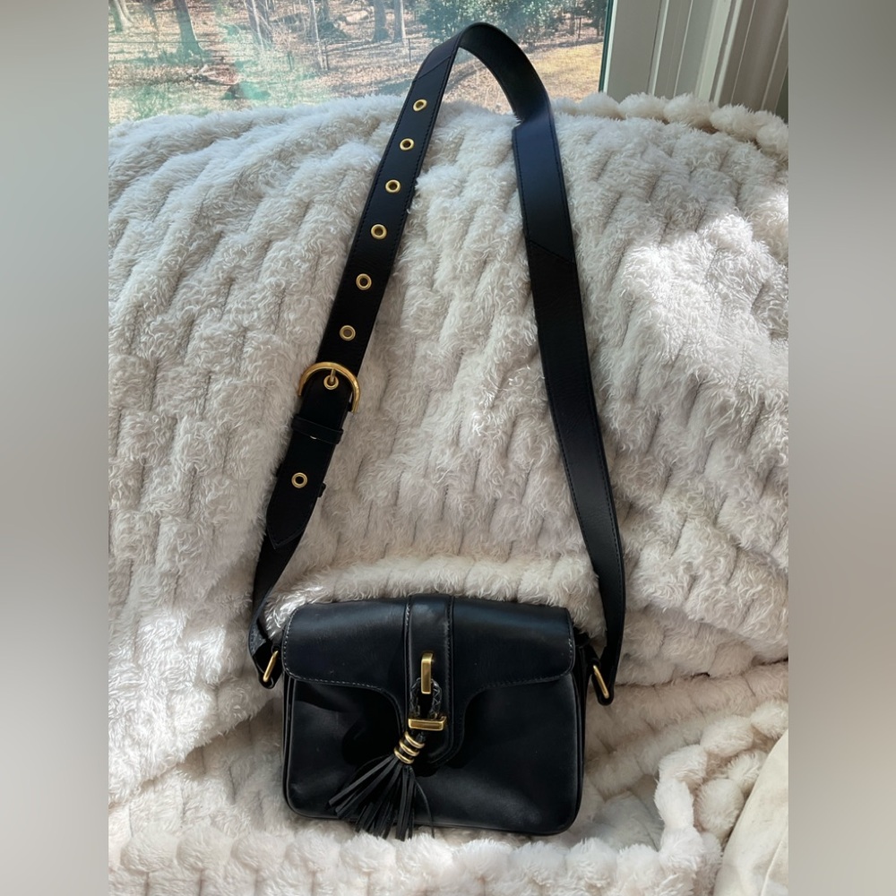 Chic Vince Camuto  Black Crossbody Bag with Gold Accents